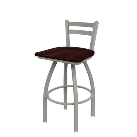 Holland Bar Stool Co 30" Low Back Swivel Bar Stool, Nickel Finish, Dark Cherry Oak Seat 41130ANDCOak